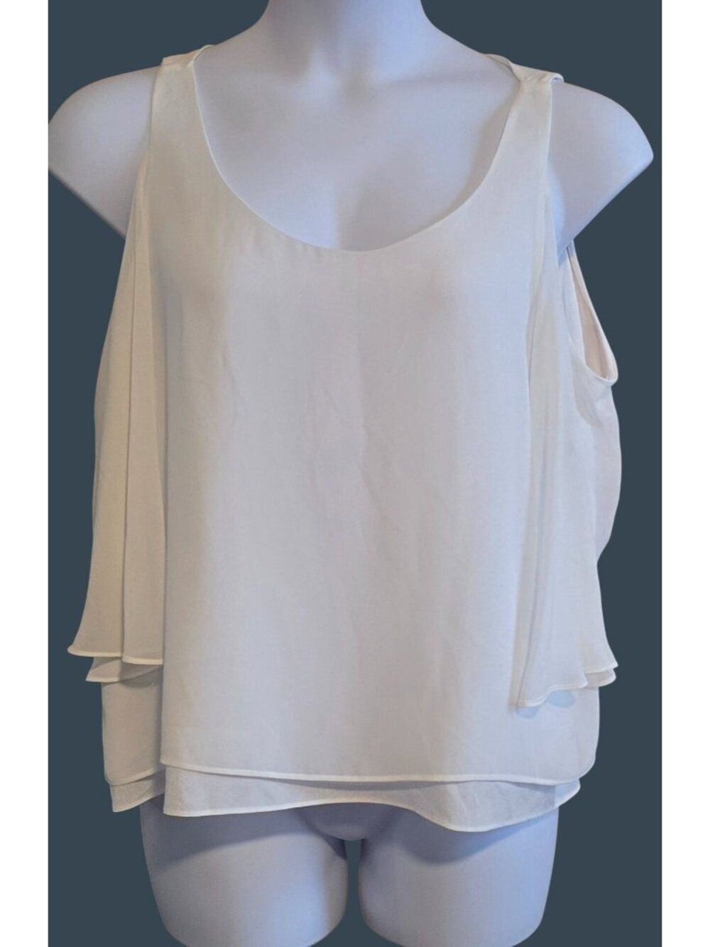 Layered White Sleeveless Blouse XL Elegant Sheer Top fairycore boho preppy